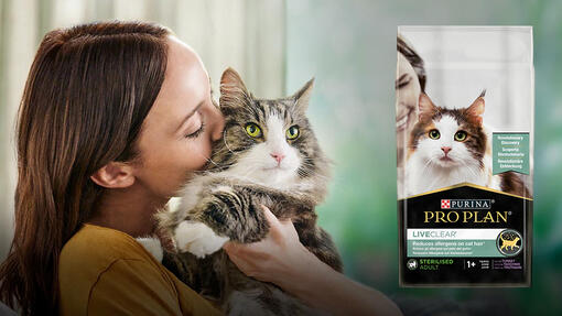 PURINA PRO PLAN LIVECLEAR Teaser Frau mit Katze