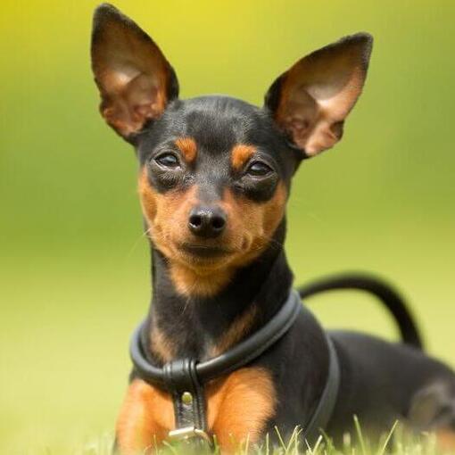 Hund sitzt im Gras